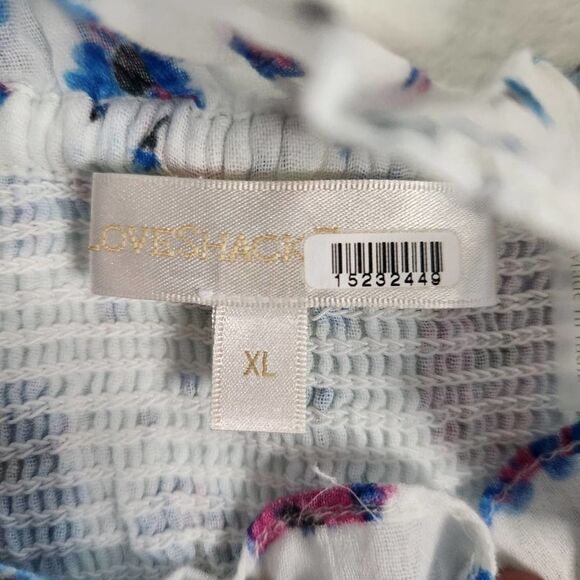 LoveShackFancy Ruffled Floral Mini Dress - Blue and Purple - Picture 5 of 8